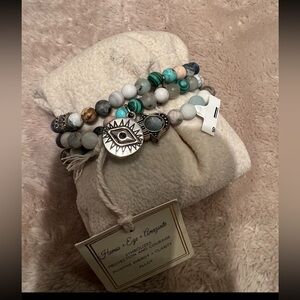 Hamsa + Eye+ Amazanite Bracelet by Arm Candy by Eye Candy Lis Angeles